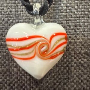 Art glass heart on cord